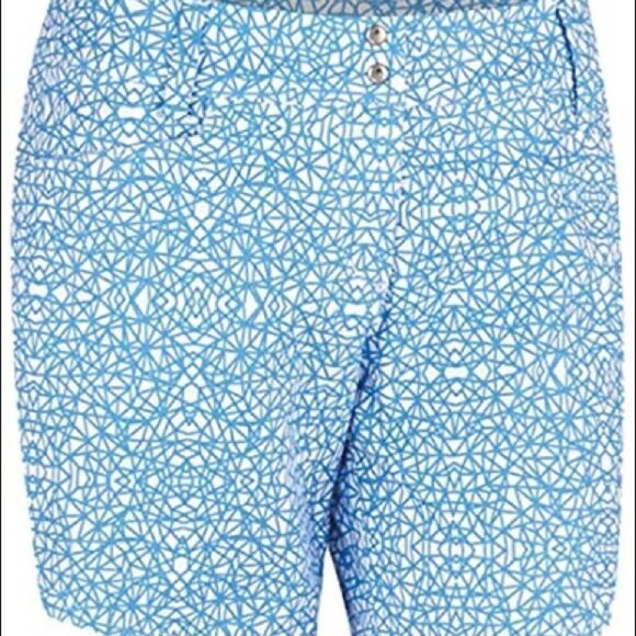 Adidas Teal Blue Abstract Golf Athletic Shorts Size 14 - Picture 2 of 6